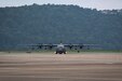 A new MC-130J Commando II aircraft rolls onto the flight line at the 193rd Special Operations Wing during an arrival ceremony in Middletown, Pennsylvania, July 27, 2023. The ceremony celebrated the hallmark of the 193rd SOW being the first - and currently the only - Air National Guard unit to receive the MC-130J Commando II mission. (U.S. Air National Guard photo by Senior Airman Diana Snyder)
