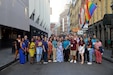 The U.S Army Reserve’s 85th Support Command and First Army’s Sexual Assault Response Coordinators and Victim Advocates pause for a photo on Chartres Street during the 49th Annual National Organization for Victim Assistance training conference, July 31 – August 3, 2023, in New Orleans, Louisiana.