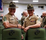 Sgt. Drew Brown, a Drill Instructor with Kilo Company, 3rd Recruit Training Battalion, meets his father Sgt. Maj. Michael Brown after graduating from Drill Instructor School at Marine Corps Recruit Depot Parris Island on June 23, 2023. Sgt. Maj. Brown served his first tour as a Drill Instructor in 2004. Nearly 20 years later, his son Drew, began his journey to become a United States Marine Corps Drill Instructor.
(U.S. Marine Corps photo by Lance Cpl. Michelle Brudnicki)