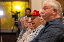 U.S. Marine Corps World War II Veteran Armin Barth, recieves his GED and the Congressional Gold Medal from his local community and US congress at American Legion Post 38, Appleton, Wisconsin, June 17, 2023. Barth dropped out of High School to enlist in the military during World War II; during this ceremony Barth was awrded his GED by the local school board. Due to his service in the Merchant Marines during the second World War he was also awarded the Congressional Gold Medal. (U.S. Marine Corps photo by 1st Lt. Hunter Calkins)