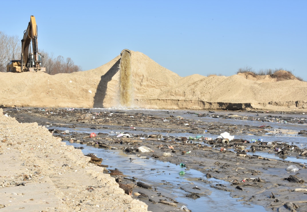 IN THE PHOTO, the Inland Dredging Company's cutterhead dredge "Integrity" works to dredge the Memphis Harbor/McKellar Lake, which was the last of 10 harbors dredged in the Memphis District during 2019. (USACE Photo / Jessica Haas)