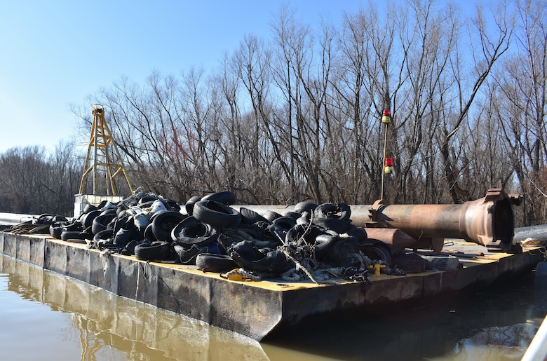IN THE PHOTO, the Inland Dredging Company's cutterhead dredge "Integrity" works to dredge the Memphis Harbor/McKellar Lake, which was the last of 10 harbors dredged in the Memphis District during 2019. (USACE Photo / Jessica Haas)