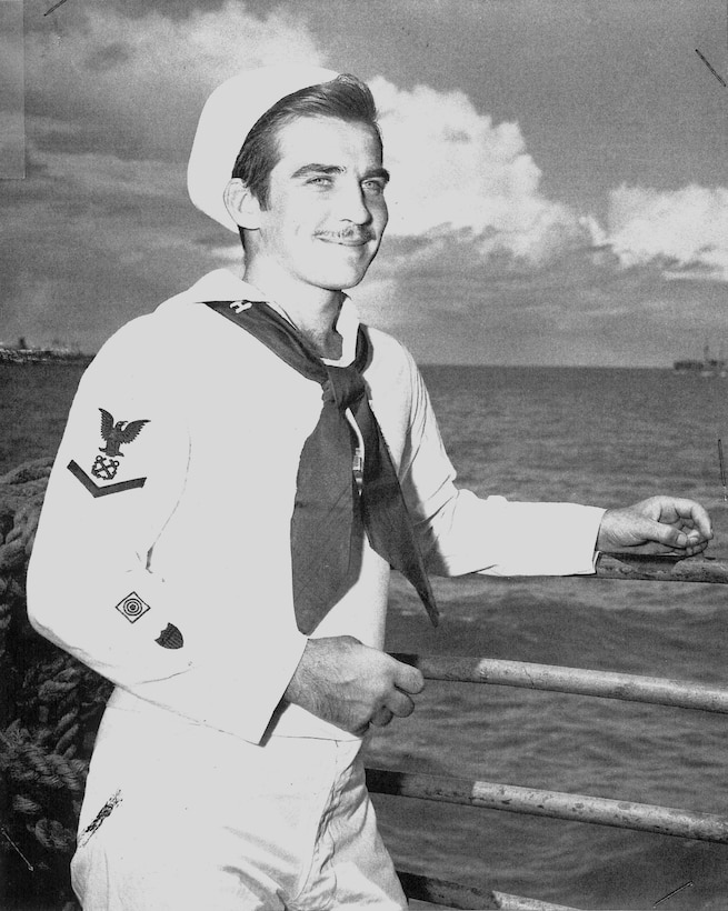 Photograph of Coxswain Bob Canavan after recuperating from his marathon water crossing of Iron Bottom Sound to Tulagi Island. (U.S. Coast Guard photo, courtesy U.S. Coast Guard