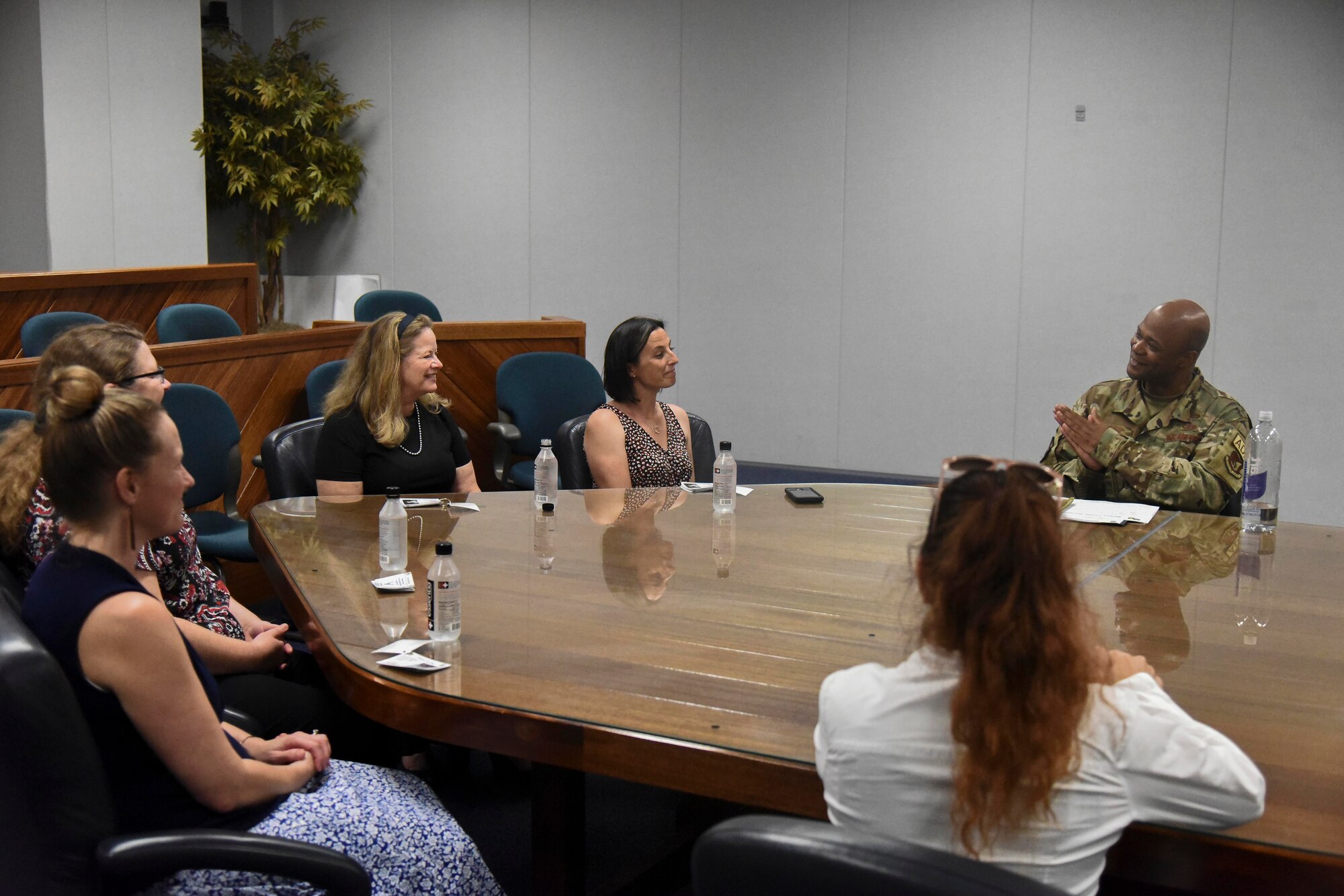 Team Misawa members discussing housing quality at Misawa Air Base.