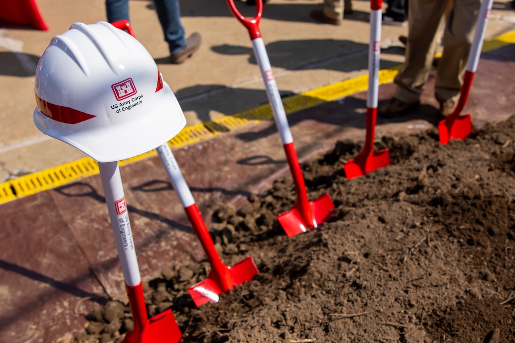 A groundbreaking ceremony at Montgomery Locks and Dam in Monaca, Pennsylvania.