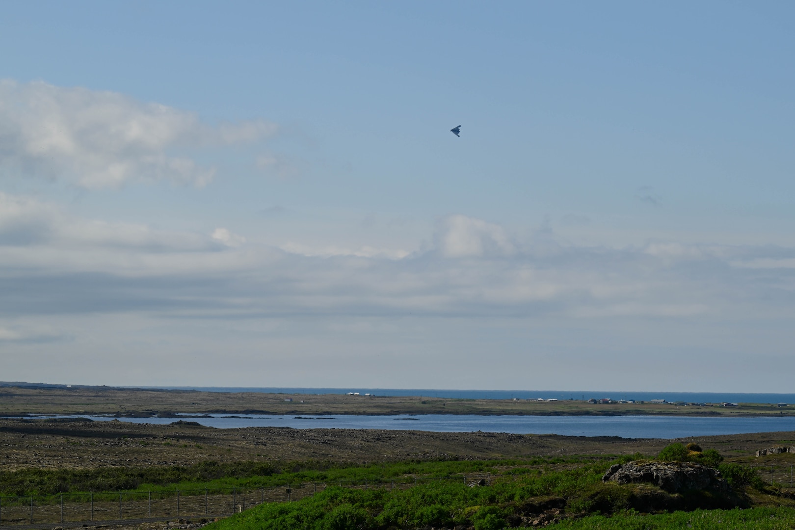 A B-2 Spirit from Whiteman Air Force Base, Mo., arrives in Keflavik, Iceland to participate in a Bomber Task Force Europe operation with NATO allies, Aug. 13, 2023.