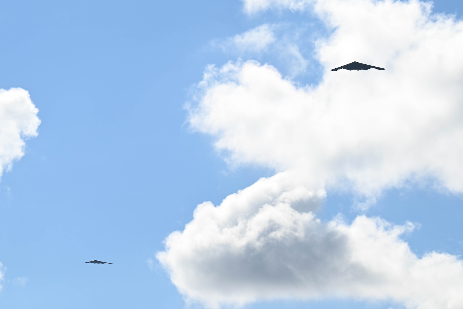 Two B-2 Spirits from Whiteman Air Force Base, Mo., arrive in Keflavik, Iceland to participate in a Bomber Task Force Europe operation with NATO allies, Aug. 13, 2023.