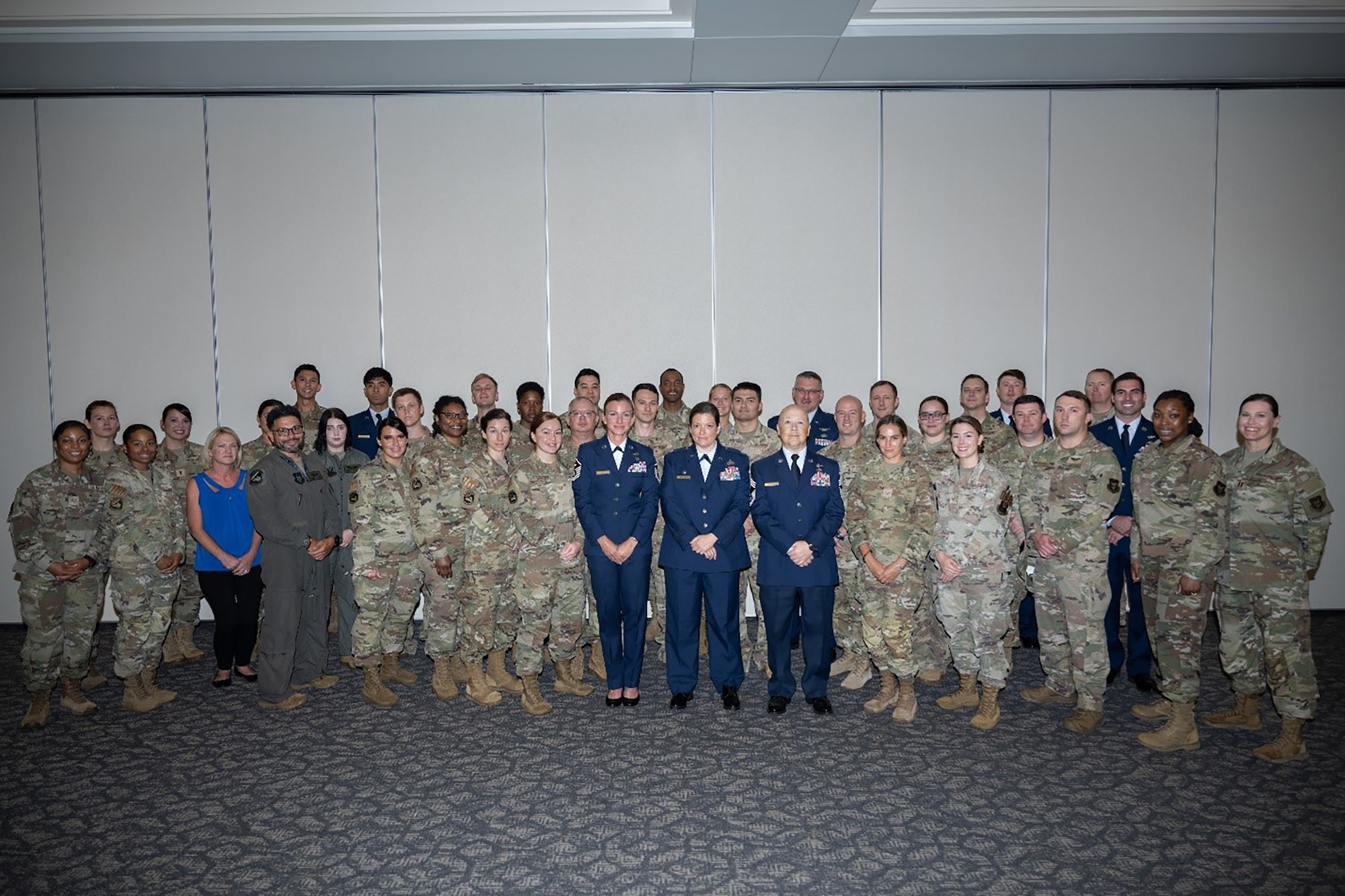 28th Intelligence Squadron personnel pose for a group photo during their Unit Training Assembly weekend.