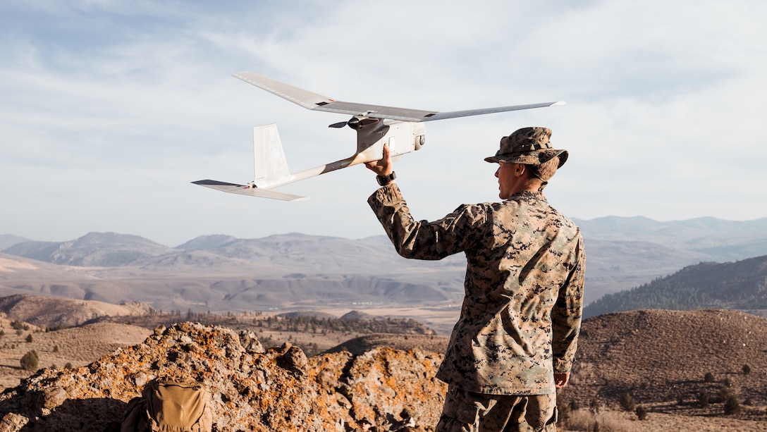 U.S. Marine Corps Cpl. Alexander P. Geis with Combat Logistics Battalion 2 utilizes an unmanned aerial system during Mountain Training Exercise 1-21 at the Marine Corps Mountain Warfare Training Center Bridgeport, California, Nov. 5, 2020. CLB-2 was utilizing unmanned aerial systems to reconnoiter simulated enemy movement during MTX 1-21.