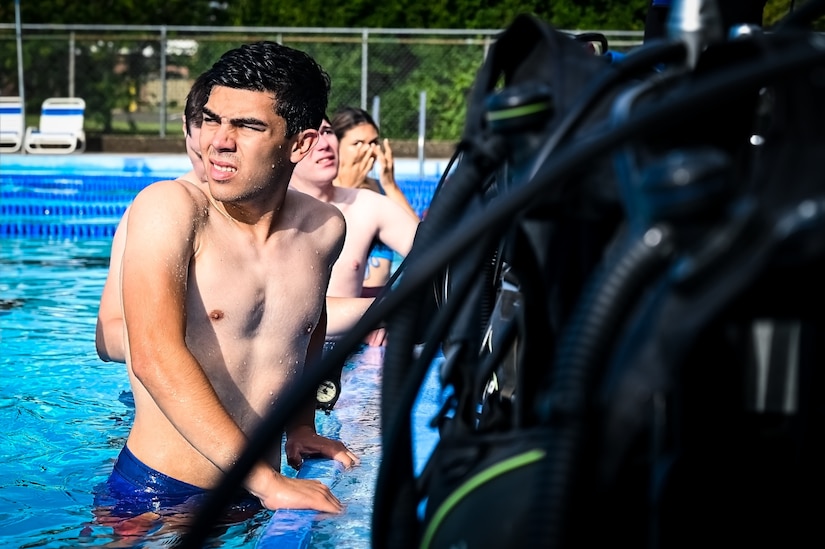 Service members assigned to Joint Base McGuire-Dix-Lakehurst participate in a scuba diving certification training during a Better Opportunities for Single Service Members event on 28, July 2023, at Army Support Activity Fort Dix. The BOSS program provides activities to single service members in the dorms, single parents, and geographical bachelors. These events include life skills, outdoor recreation, leisure activities, and community service opportunities.