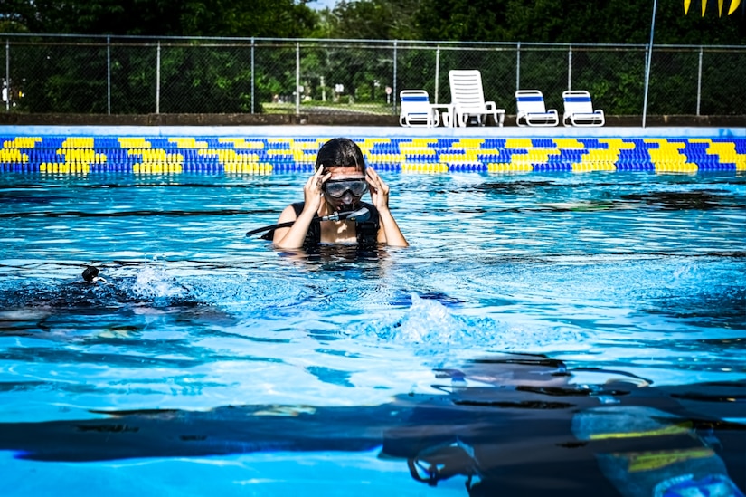 Service members assigned to Joint Base McGuire-Dix-Lakehurst participate in a scuba diving certification training during a Better Opportunities for Single Service Members event on 28, July 2023, at Army Support Activity Fort Dix. The BOSS program provides activities to single service members in the dorms, single parents, and geographical bachelors. These events include life skills, outdoor recreation, leisure activities, and community service opportunities.