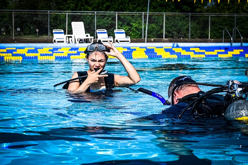 Service members assigned to Joint Base McGuire-Dix-Lakehurst participate in a scuba diving certification training during a Better Opportunities for Single Service Members event on 28, July 2023, at Army Support Activity Fort Dix. The BOSS program provides activities to single service members in the dorms, single parents, and geographical bachelors. These events include life skills, outdoor recreation, leisure activities, and community service opportunities.