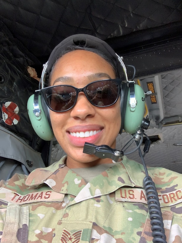 Tech Sgt. Bionca Thomas, Detachment 2 of the 9th Operations Group, takes a photo in a CH-47 helicopter during a recent training exercise. According to The Air Force Personnel Center's academic demographics for the Air Force Officer core, which mandates a minimum four-year degree for commissioning, only 2.6% hold doctorate degrees, setting Thomas's achievement in a league of its own.