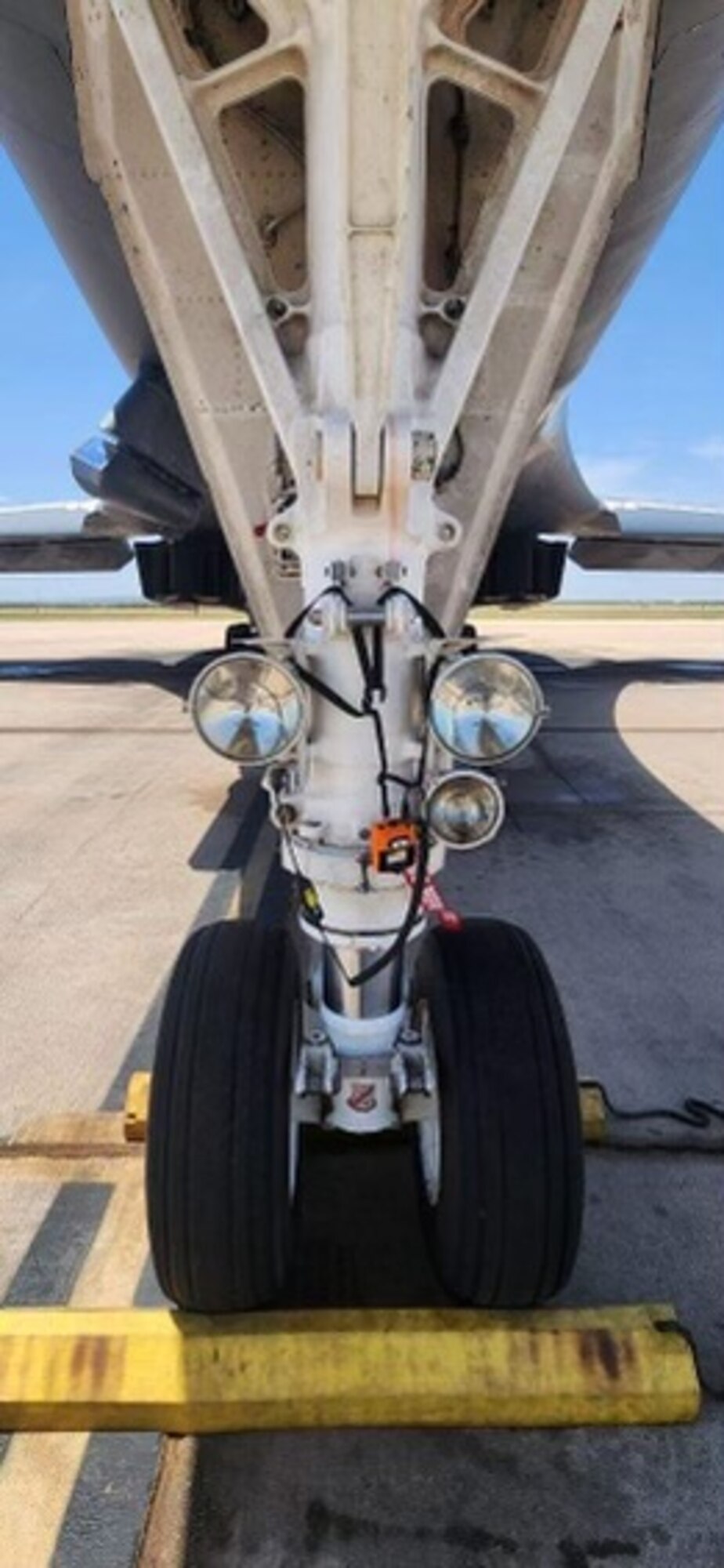 A wireless central communication gateway is plugged into a B-1B Lancer.