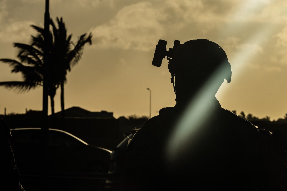 A U.S. Marine with 2d Reconnaissance (Recon) Battalion, 2d Marine Division uses night vision goggles during Exercise Caribbean Coastal Warrior in Savaneta, Aruba, May 28, 2023. This bilateral training exercise allows 2d Recon to expand its knowledge and proficiency when operating in littoral and coastal regions. Caribbean Coastal Warrior continues to increase global interoperability between the U.S. Marines and the Dutch Marines as well as Caribbean Urban Warrior, an annual training evolution conducted on Camp Lejeune, North Carolina.