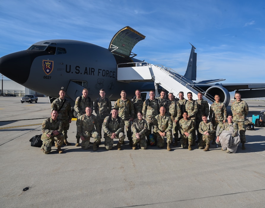 Military Members pose in front of KC-135R
