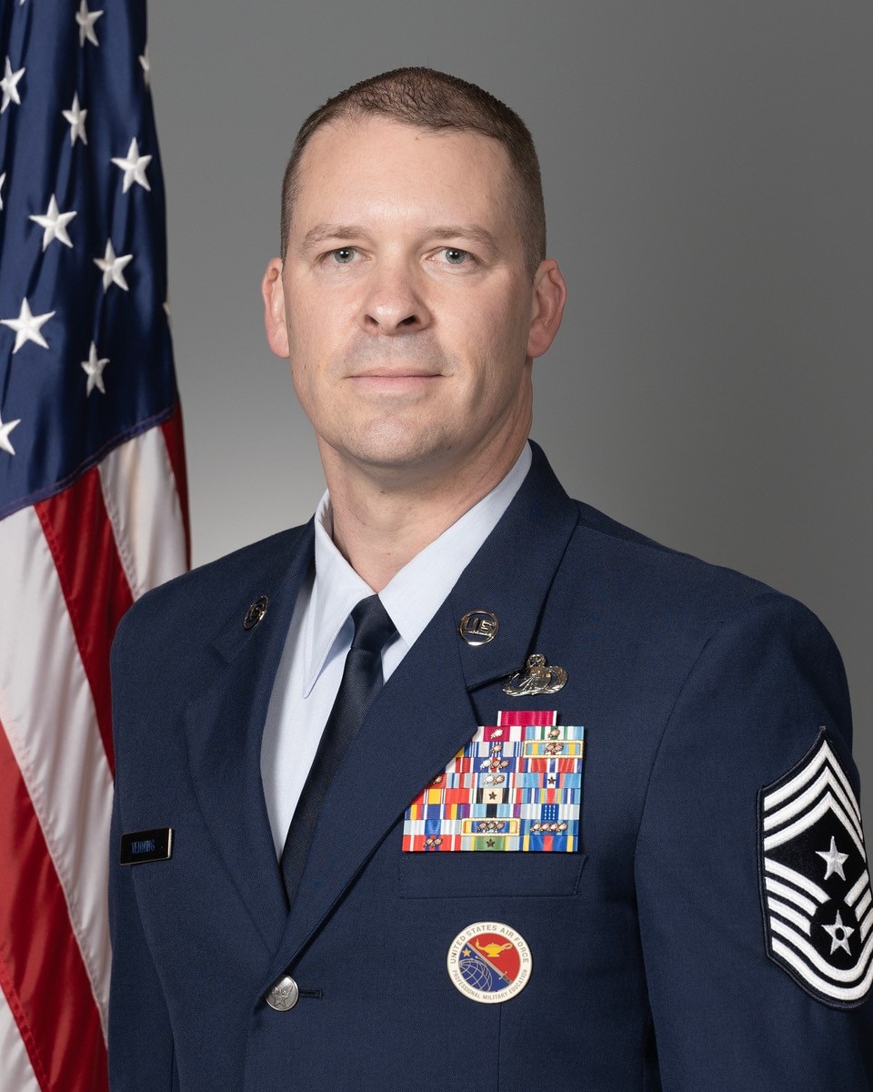 Official photo of CMSgt Michael Venning, 81st Training Wing command Chief.