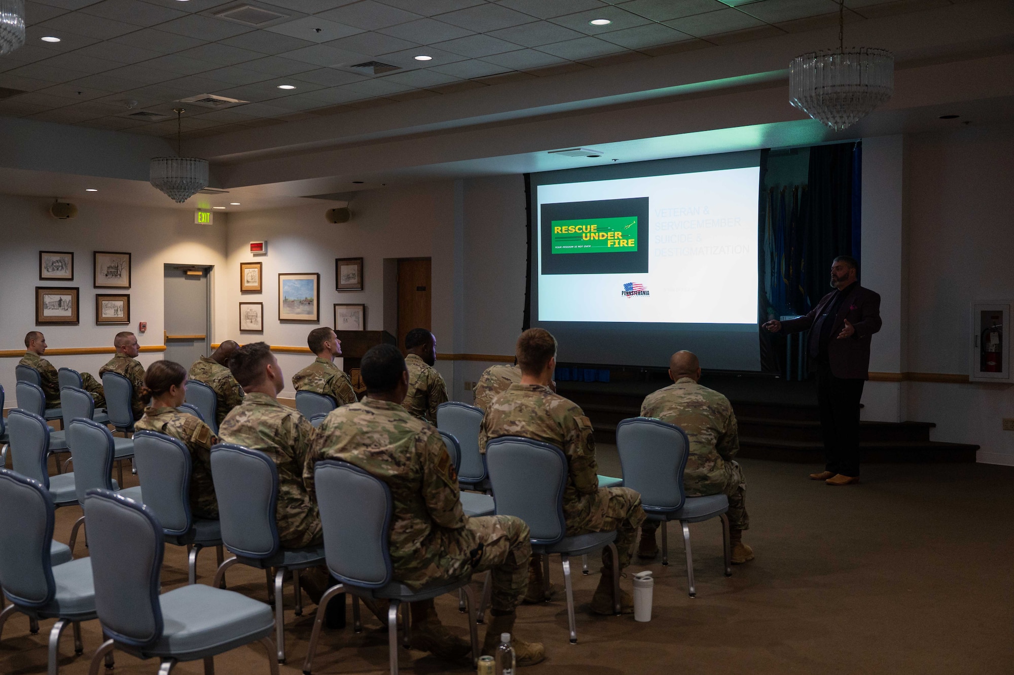 public speaker addressing airmen group