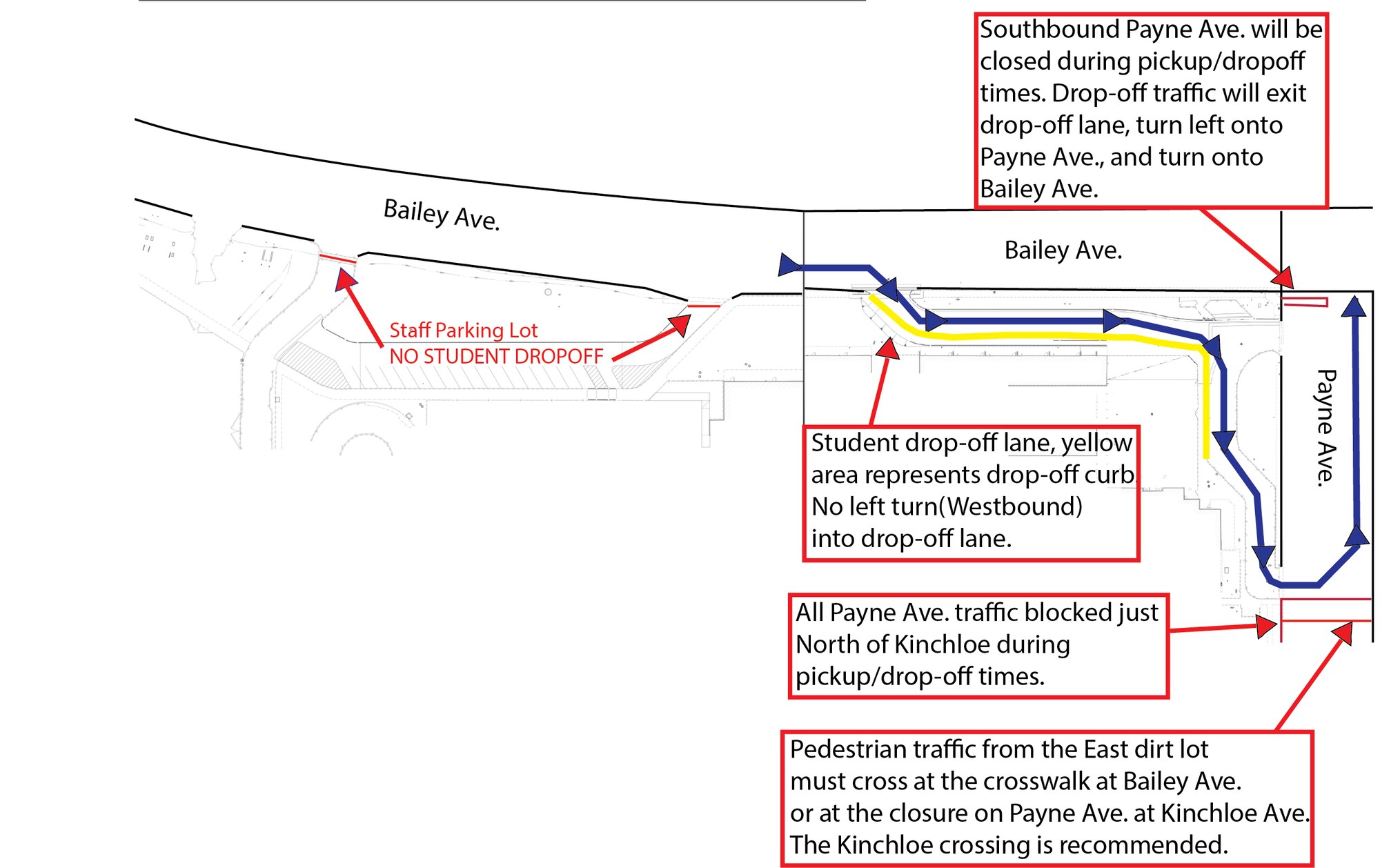 Park and Drop off map for Bailey (2023)