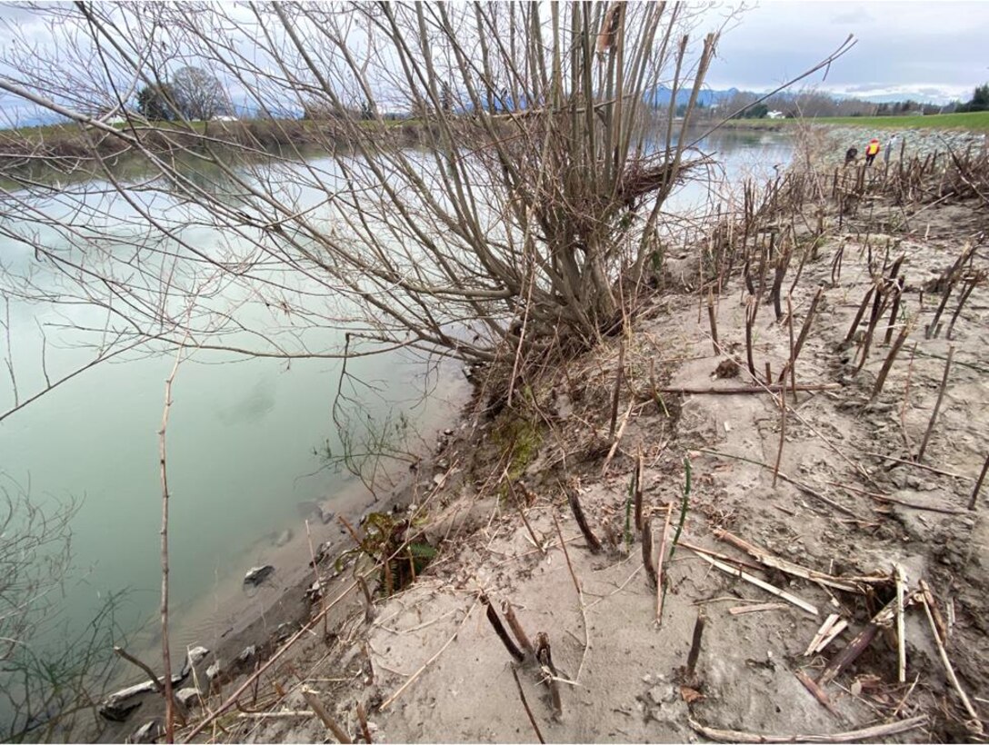 Damaged levee due flooding