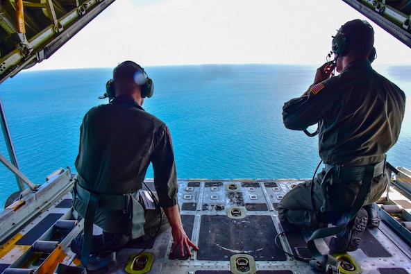 An aircrew for Airstation Clearwater conducts a search for Andre Nolasco off the coast of Port Richey, Florida, Aug. 16, 2023. The Coast Guard suspended its search for the missing man after searching more than 1,514 square miles over three days. (U.S. Coast Guard photo by Petty Officer 3rd Class Santiago Gomez.)