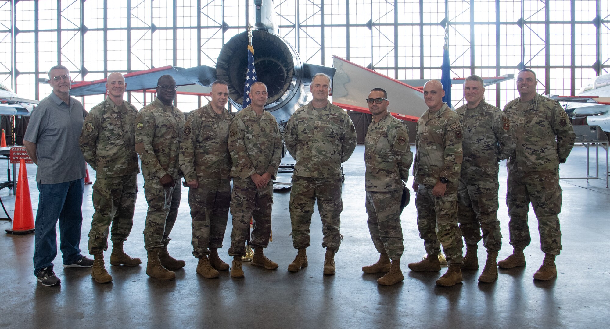 Chiefs from around Sheppard Air Force Base, Texas, supported Chief Master Sgt. Jason Howard's promotion here August 4, 2023. Howard is an Active Guard Reservist of the Texas Air National Guard. (U.S. Air Force photo by Airman 1st Class Katie McKee)