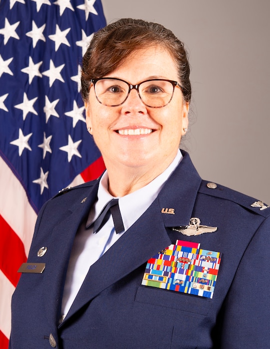Col. Summer A. Fields, commander, 434th Air Refueling Wing poses for a photo August 6, 2023 at Grissom Air Reserve Base, IN.