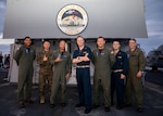 230816-N-FA353-1001 SOUTH CHINA SEA (August 16, 2023) Capt. Michael Husband, center, Maritime Operations Center - Director, Command Seventh Fleet, a reserve Sailor, poses for a photo with colleagues aboard U.S. 7th Fleet flagship USS Blue Ridge (LCC 19) during the 2023 Summer Patrol. (U.S. Navy Photo by Mass Communication Specialist 2nd Class Belen Saldana)