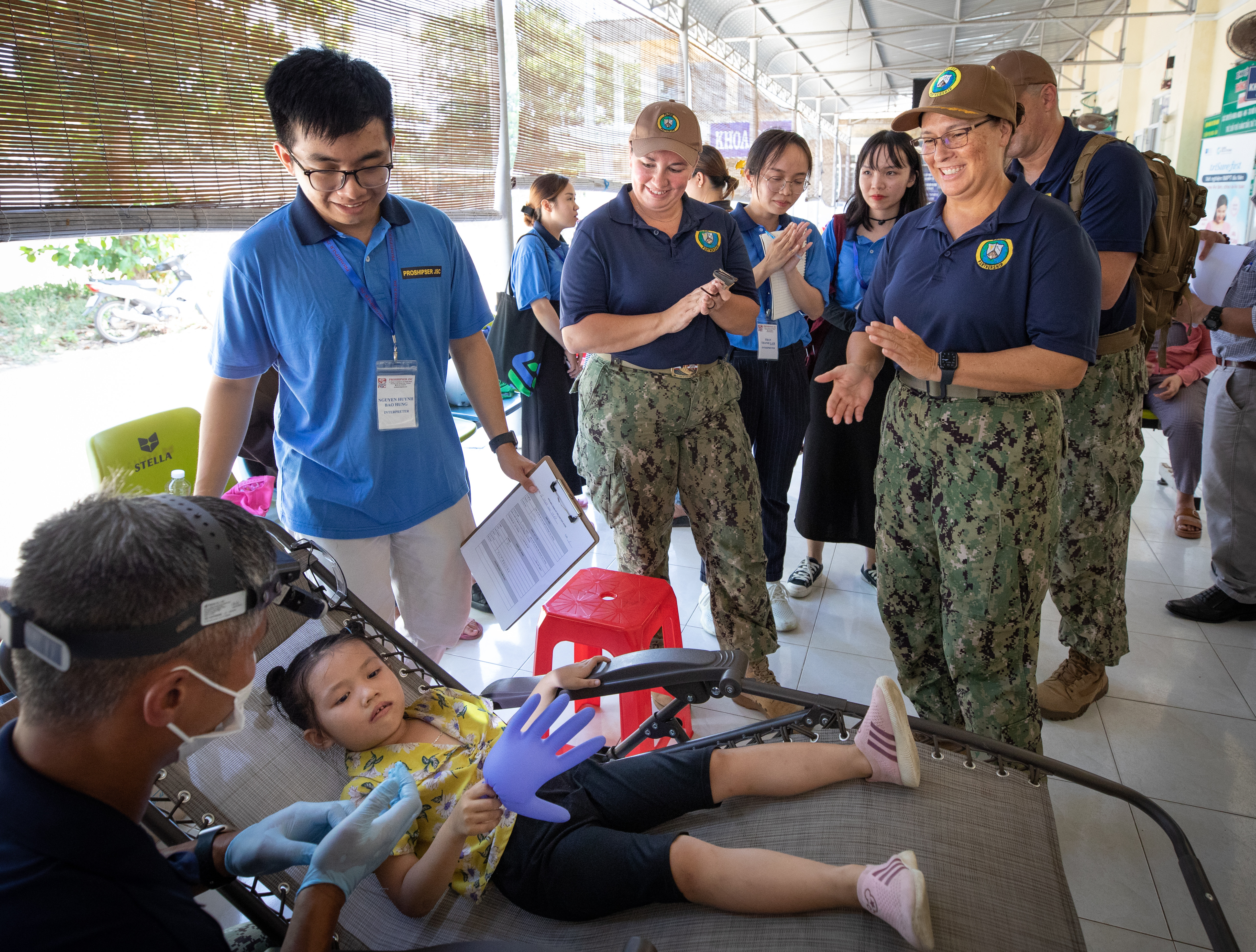 Capt. Claudine Caluori, Pacific Partnership 2023 mission commander, tours Benh Vien San Nhi Phu Yen during a dental clinic.