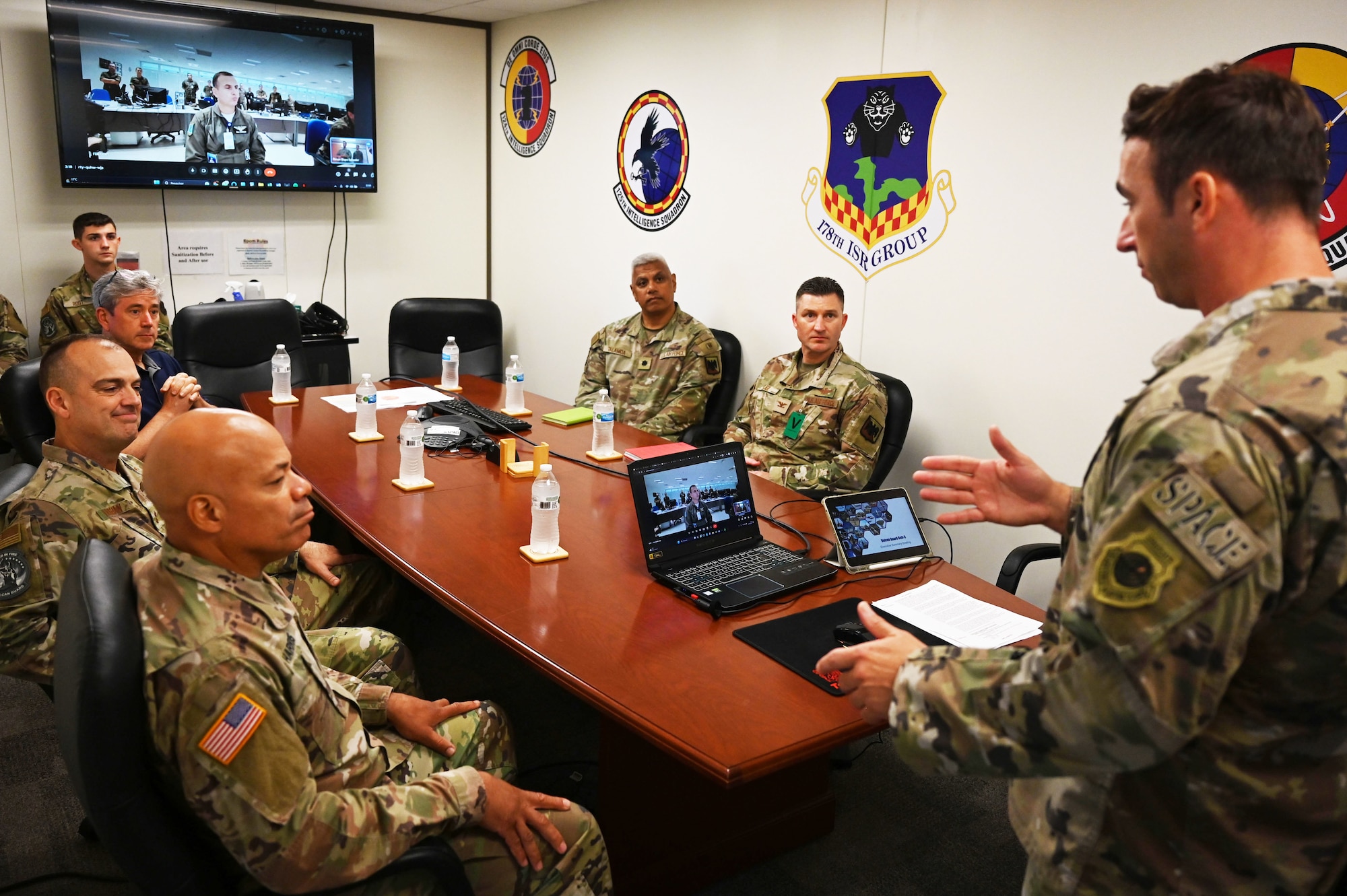 Lt. Col. Graziano goes over the days exercise leadership.