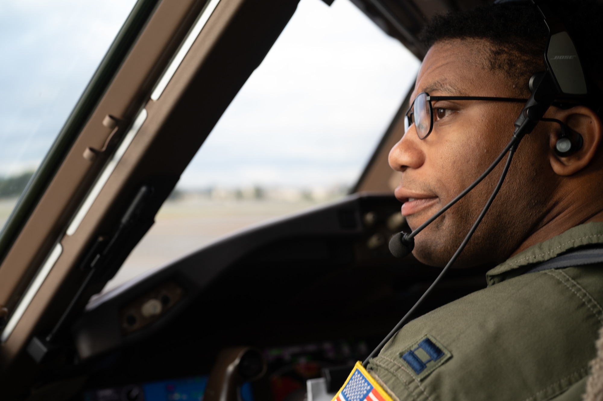 A KC-46 pilot taxis during Red Flag Alaska 23-3.