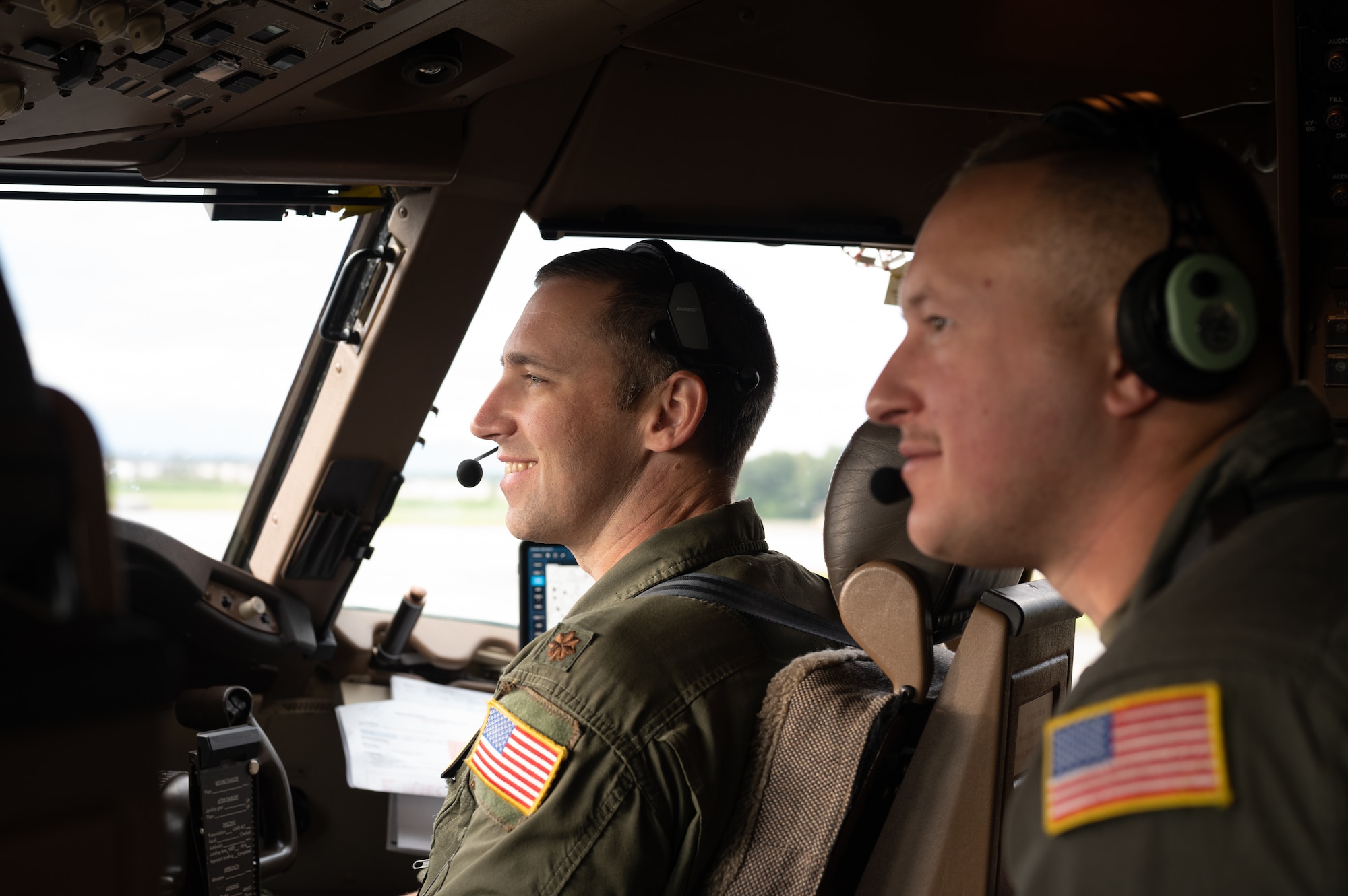A KC-46 pilot and boom operator prepare for take-off during Red Flag Alaska 23-3.