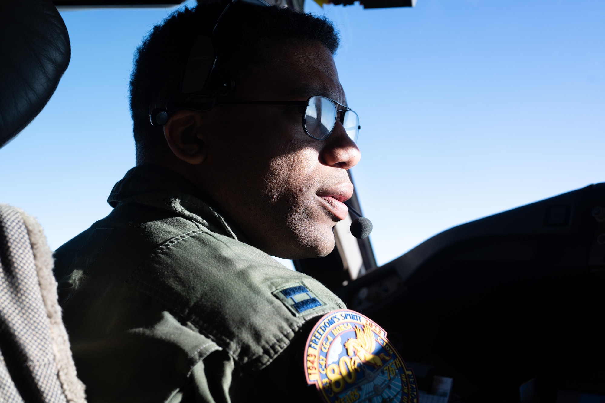 A KC-46 pilot fly's during Red Flag Alaska 23-3.