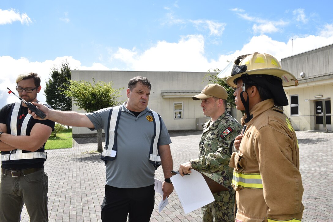 Several key members of Combined Arms Training Center, Camp Fuji, were tested on their response capabilities during Exercise Mamoru, August 17, 2023. The mass casualty exercise was designed to see how Marines and base first responders could potentially help and evacuate wounded individuals at the small installation. Mamoru is a Japanese word, it means - to protect.  (U.S. Marine Corps photo by Song Jordan)