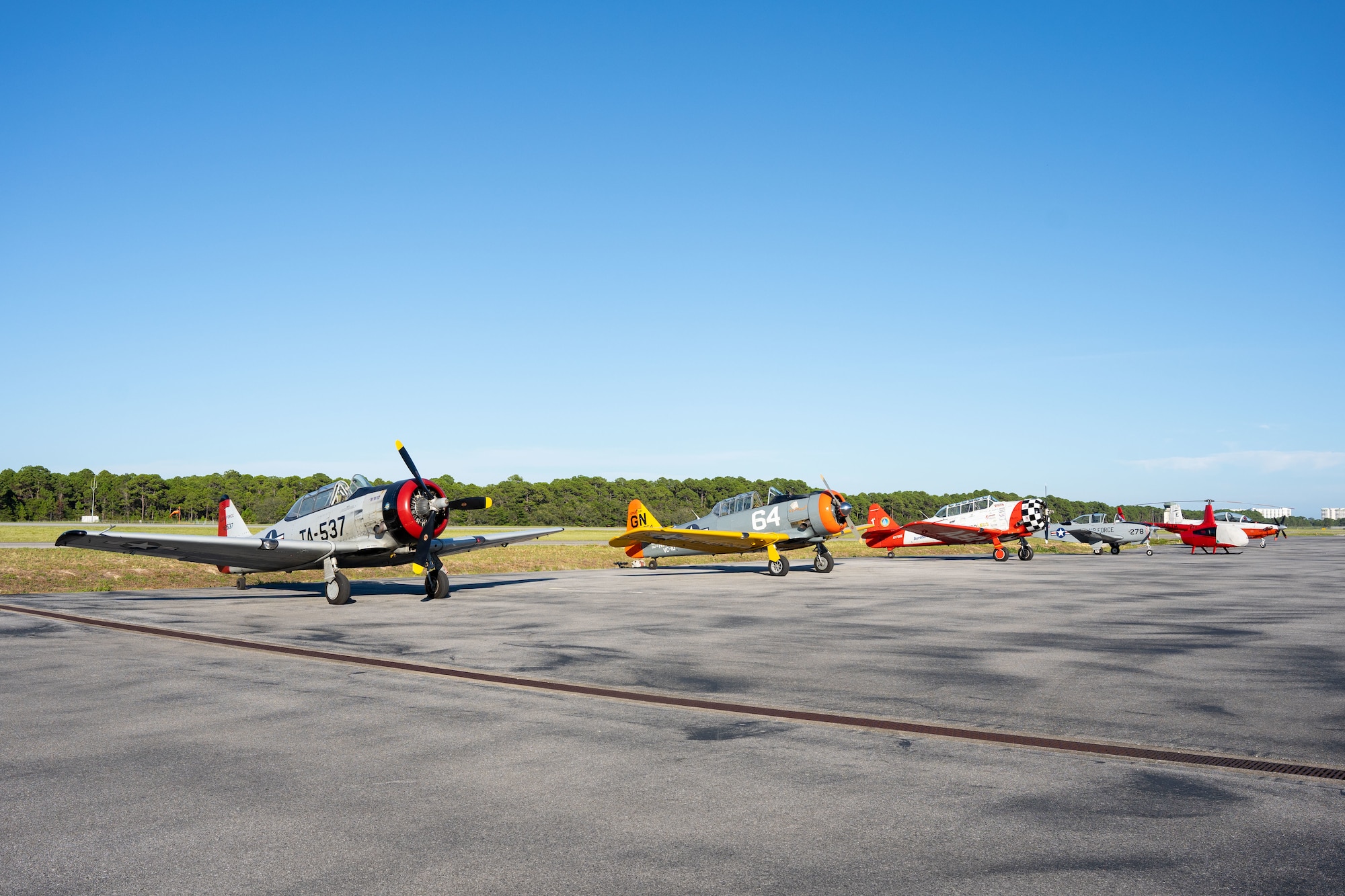 Civilian aircraft sit on display at Destin Executive Airport