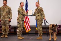 Two people shaking hands.