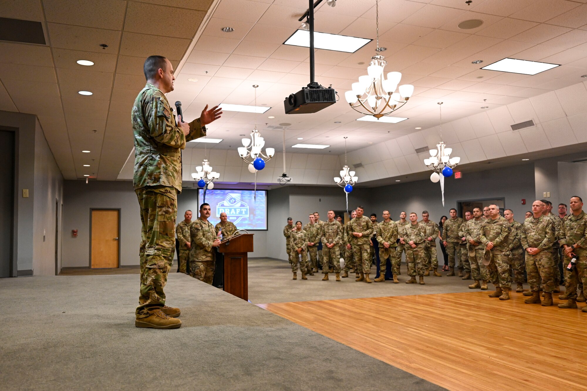 Col. Davies speaks to a crowd.