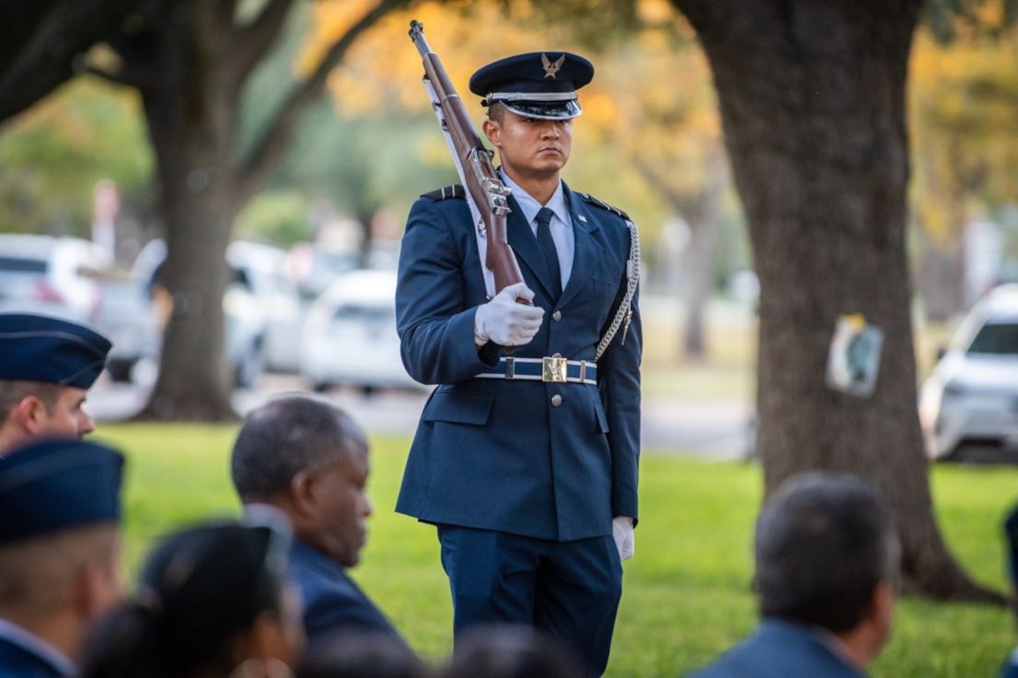 Juan Carlos Jara, Angelo State University Air Force ROTC cadet, participates in a drill ceremony at San Angelo, Texas. Jara is a Columbia native, who arrived in the United States in 2012 at 16. (Courtesy photo)