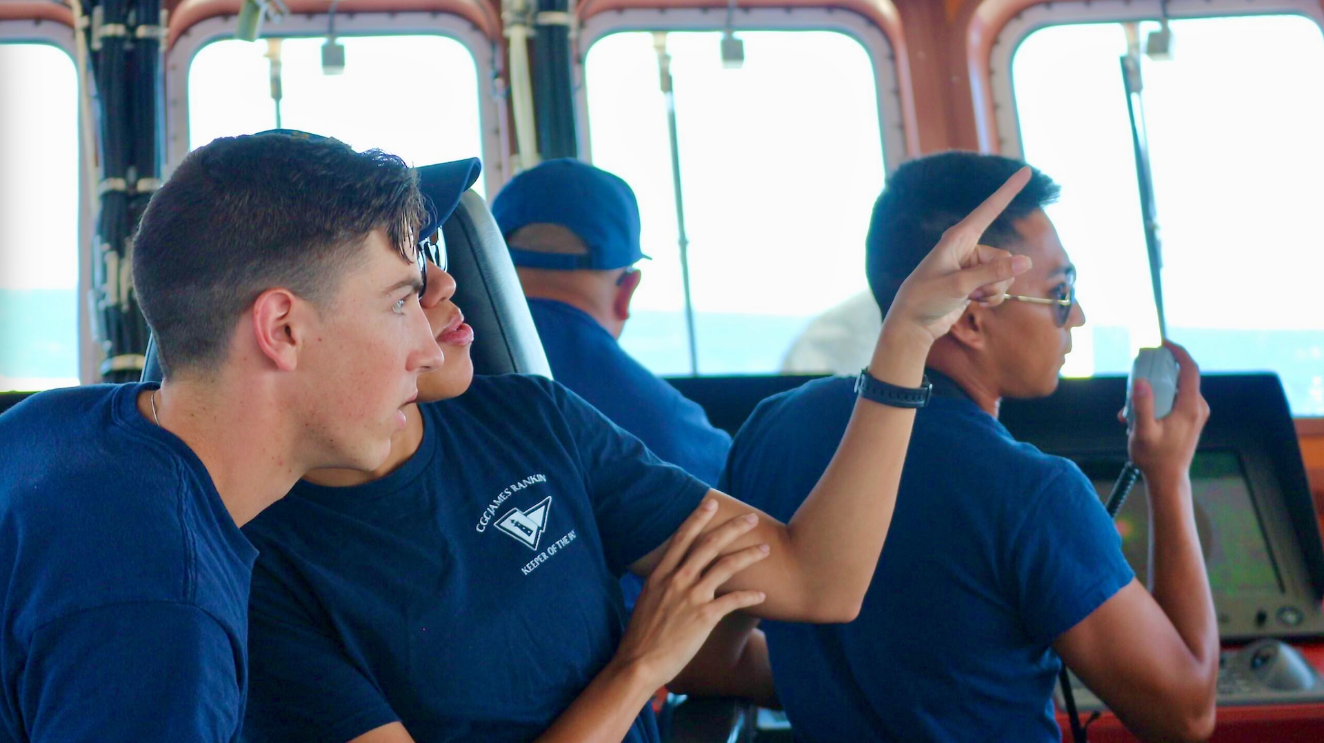 USCGC Myrtle Hazard (WPC 1139) crew prepares to conduct fisheries boardings under the Western and Central Pacific Fisheries Authority on the high seas in early July 2023. The team patrolled to the north and west of Guam and the Commonwealth of the Northern Mariana Islands in support of Operation Reamtau. (U.S. Coast Guard photo)