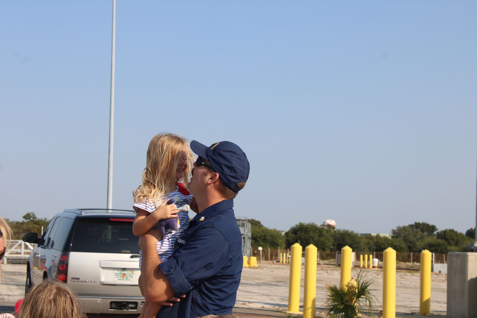 The crew of the U.S. Coast Guard Cutter Dauntless (WMEC 624) returns home to Pensacola, Florida, Aug. 19, 2023. The Dauntless crew completed a 42-day patrol in the Windward Passage. (U.S. Coast Guard photo by courtesy of Dauntless)