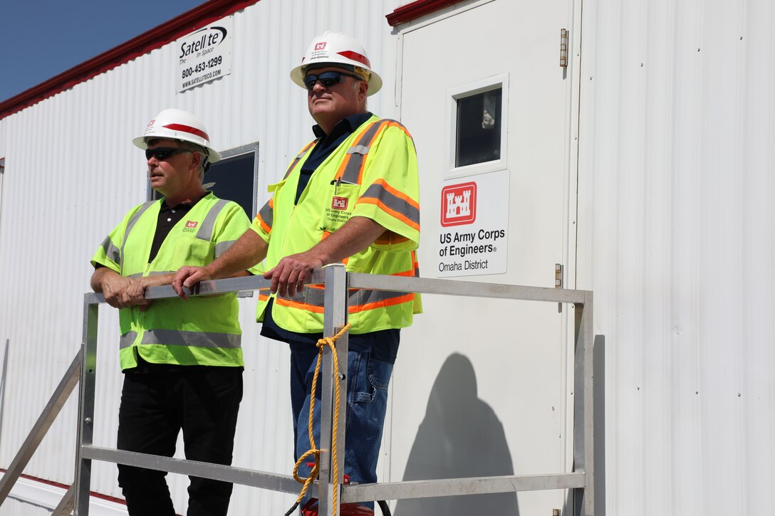 Michael Nelson (left), John Denning, USACE Omaha District Minot Resident Area Office, Aug. 15, 2023.