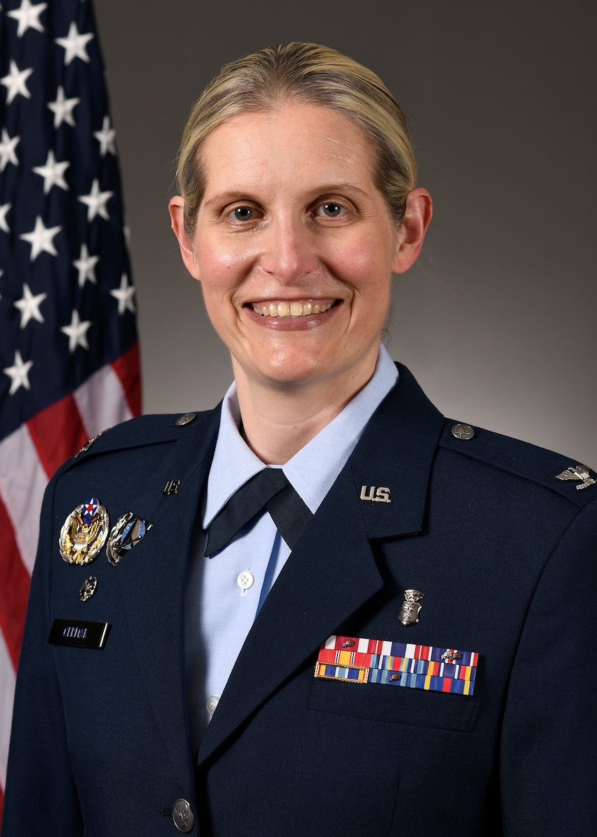 Col. Danielle Cermak, 27th Special Operations Medical Group commander, poses for her official photo.