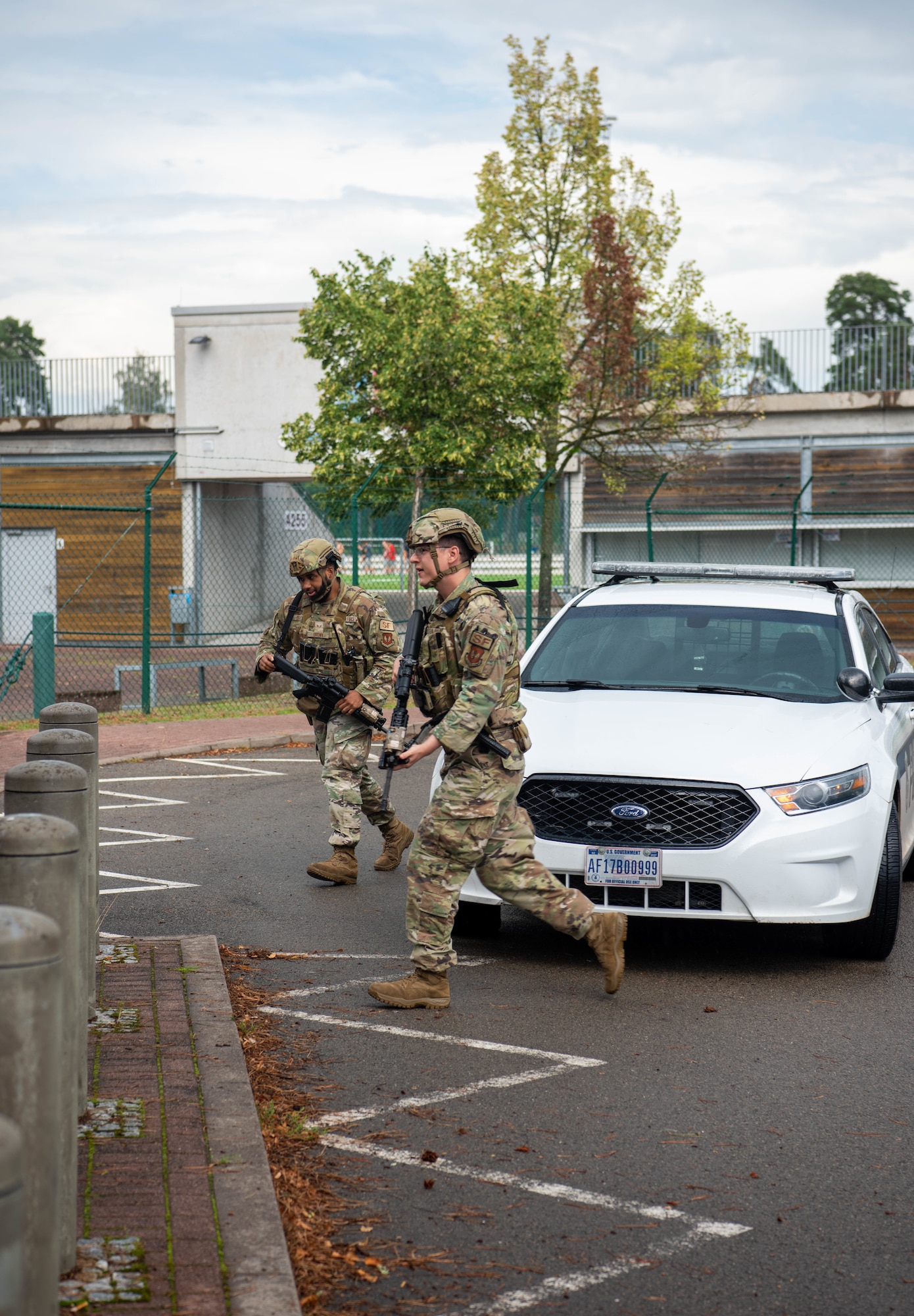 Airmen respond to an active shooter exercise.