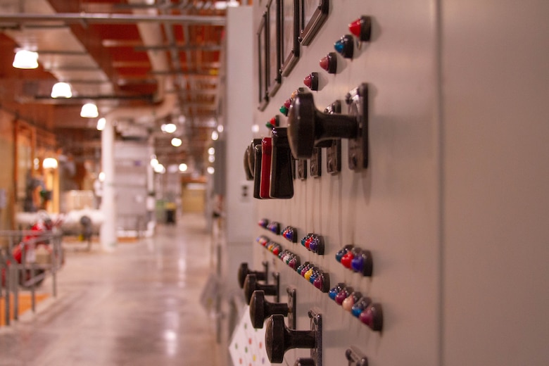 Control panels in the Truman Powerhouse, Warsaw, Missouri, on June 21, 2023.