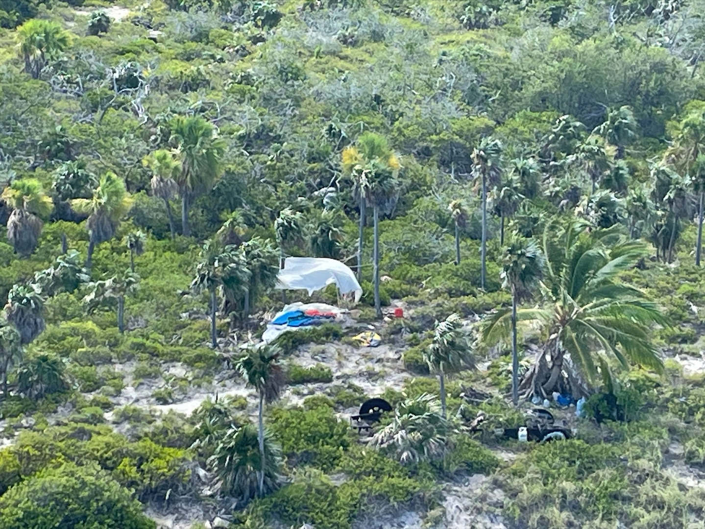 A disabled vessel near Cay Sal, Bahamas, Aug. 18, 2023. The crew of the Coast Guard Cutter Paul Clark Rescued the man and transferred him Royal Bahamas Defence Force. (U.S. Coast Guard Photo)