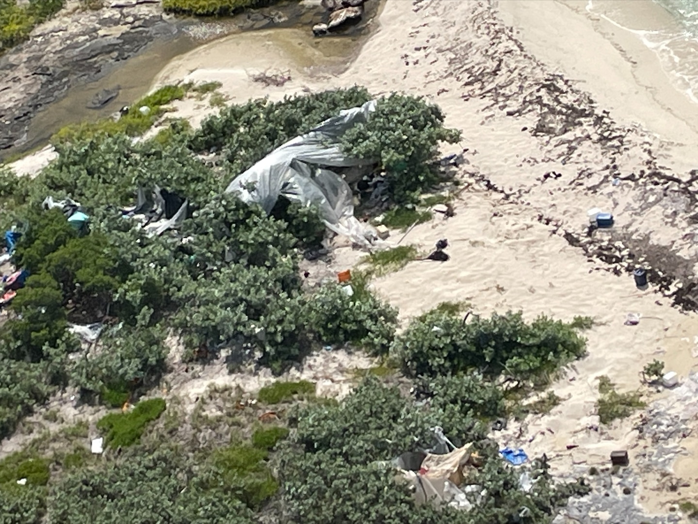 A disabled vessel near Cay Sal, Bahamas, Aug. 18, 2023. The crew of the Coast Guard Cutter Paul Clark Rescued the man and transferred him Royal Bahamas Defence Force. (U.S. Coast Guard Photo)