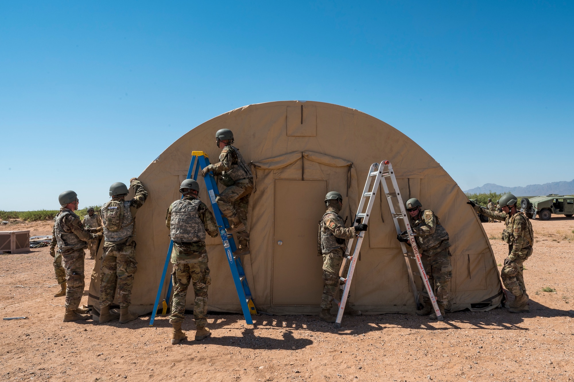 The CSTR initiative expands multi-functional training opportunities for installation and mission support Airmen to practice for future adaptive operations and agile combat employment in contested environments and austere locations. The sites will be equipped with high-demand training assets often not available at a unit’s home station. (U.S. Air Force photo by Malcolm McClendon).