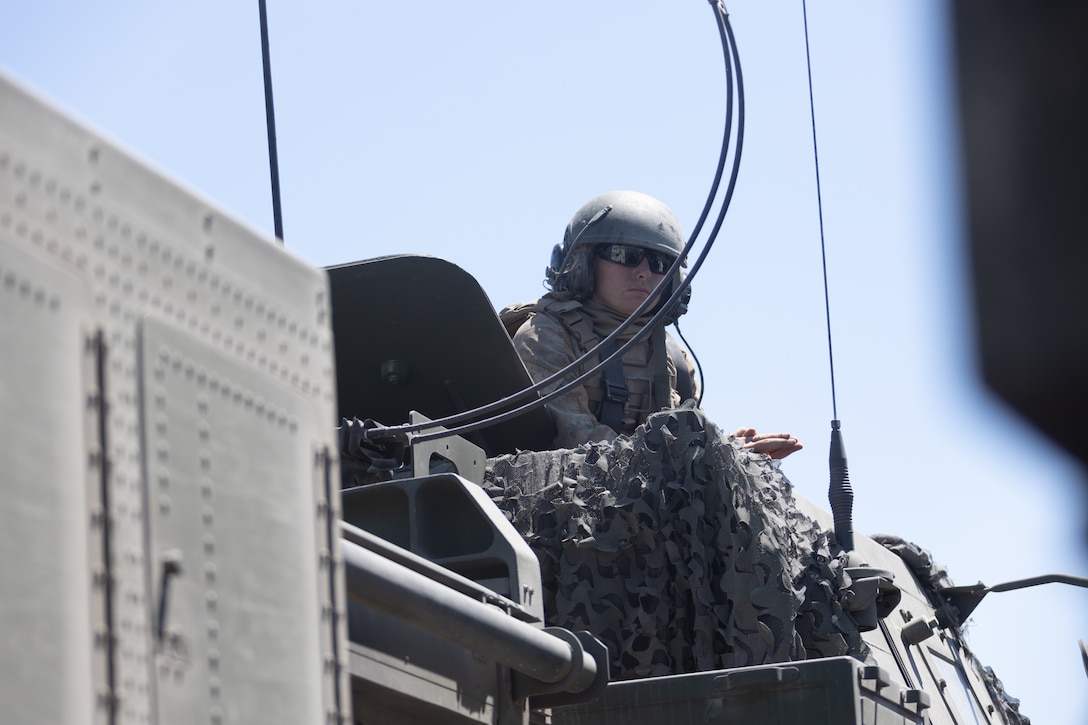 U.S. Marine Corps Sgt. Autumn Becker operates a High Mobility Artillery Rocket System on a resupply mission during Artillery Relocation Training Program 23.2 at Combined Arms Training Center Camp Fuji, Japan, July 24, 2023. ARTP allows Marines to rehearse actions in a deployed environment to increase capabilities and problem-solving skills. Becker, a native of Douglassville, Pennsylvania, is a HIMARS Chief with 3d Battalion, 12th Marines, 3d Marine Division. (U.S. Marine Corps photo by Lance Cpl. Evelyn Doherty)