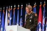 Army Gen. Daniel Hokanson, chief, National Guard Bureau, addresses attendees at the 145th National Guard Association of the United States General Conference, Reno, Nevada, Aug. 19, 2021.