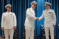 (R) Rear Adm. William Greene relieved (C) Rear Adm. Eric Ver Hage, as Commander, Navy Regional Maintenance Center (CNRMC) and Director, Surface Maintenance, Modernization and Sustainment (SEA 21) during a ceremony held at the Washington Navy Yard. Vice Admiral Bill Galinis, Commander, Naval Sea Systems Command (NAVSEA) hosted the ceremony.